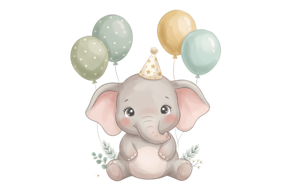 Cute Elephant PNG for Safari Party Designs