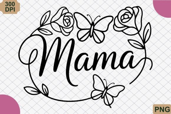 Cute Floral Mama Rose Butterfly PNG