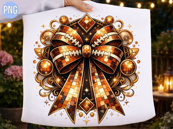 Disco Ball Football Bow PNG for Shirts