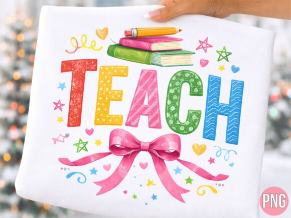 Enhancing Educational Creativity with the Teach School Teacher Rainbow Bow PNG