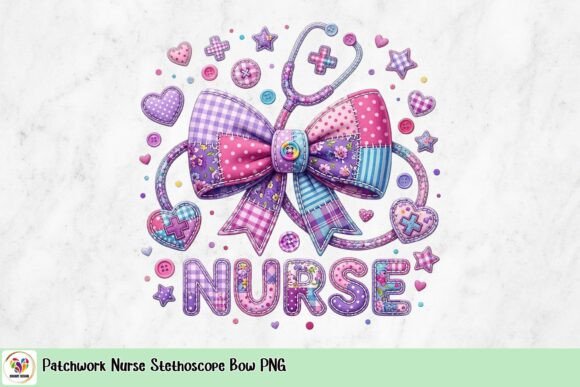 Strategic Branding with the Patchwork Nurse Stethoscope Bow PNG